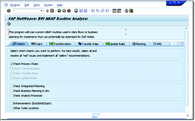 Initial Screen of the ABAP Routine Analyzer