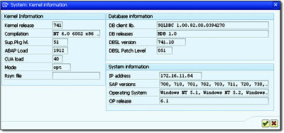 Determining the Version of the Kernel and DBSL