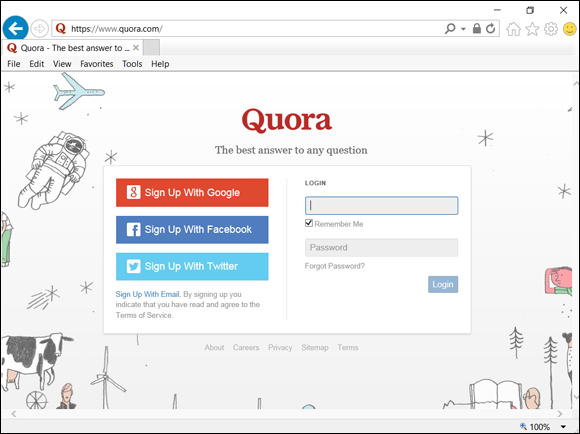 Screenshot of web page of Quora.