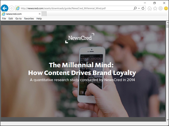 Screenshot of web page of The NewsCred Millennial study.