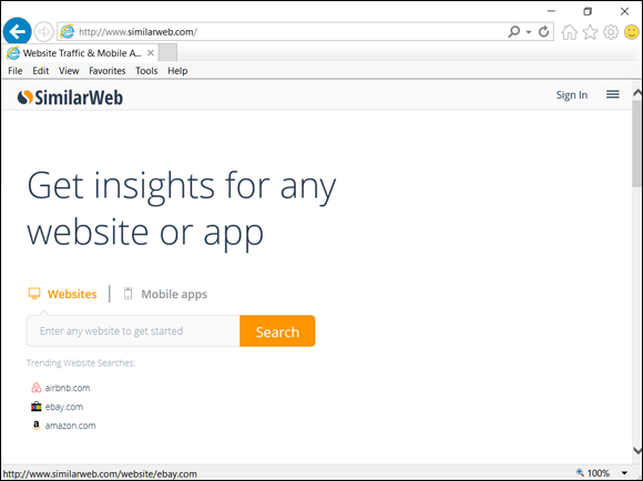 Screenshot of the web page SimilarWeb.