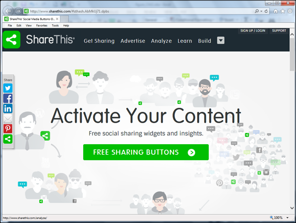 Screenshot of web page of ShareThis.