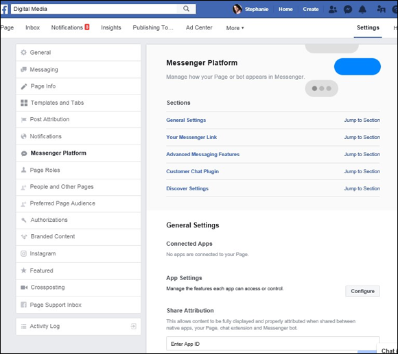 Screenshot of Messenger Platform settings.