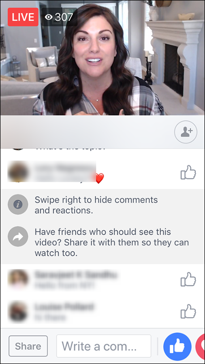 Screenshot of a Facebook Live broadcast viewed on a mobile phone.