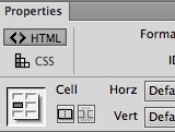 Dreamweaver makes the Merge Cells button active only when you select multiple cells. The Split Cells button becomes active only when you select a single cell or when you click inside a cell.