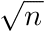 Square root of n: A shape like check mark is attached to a line segment at the top. Inside this figure is the letter 'n'.