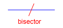 A line segment. Another line segment cuts the first line segment in two equal parts.