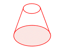 A cone with the top cut off parallel to the base.