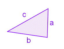 A triangle. The sides of the triangle are labeled a, b and c.