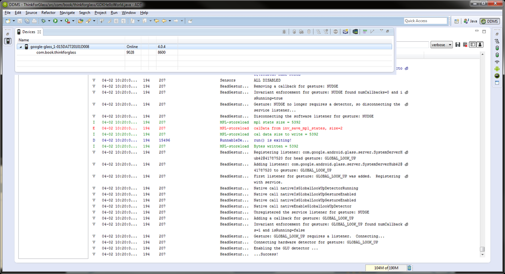 Glass recognized in DDMS view in Eclipse