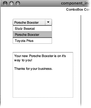 Use the ComboBox component to give your audience a single choice from a list of items.