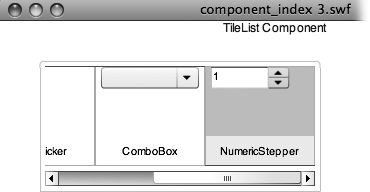 Usually TileList components are filled with images and captions. In honor of this chapter's topic, this TileList is filled with other components.