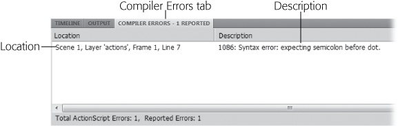 The messages in the Compiler Errors panel have two parts. The Location part tells you where the error is, and the Description part tells you how the compiler sees the error.