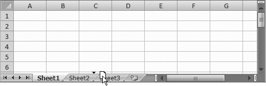 When you drag a worksheet tab, a tiny page appears beneath the arrow cursor. As you move the cursor around, you'll see a black triangle appear, indicating where the worksheet will land when you release the mouse button.