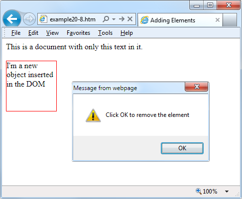 Inserting a new element into the DOM