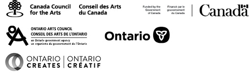 Logos: Canada Council for the Arts, governments of Canada and Ontario, Ontario Arts Council, Ontario Creates.