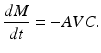 
 $$ \frac{dM}{dt}=-AVC. $$
