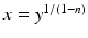 
$x=y^{1/(1-n)}$
