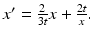 
$x^{\prime }=\frac {2}{3t}x+\frac {2t}{x}.$
