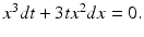 
$x^3 dt +3tx^2dx=0. $
