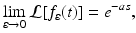 
 $$ \lim_{\varepsilon \rightarrow 0}\mathcal{L}[f_{\varepsilon }(t)]=e^{-as}, $$
