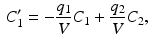 
$$ \begin{aligned} C_1'&=-\frac{q_1}{V} C_1+\frac{q_2}{V} C_2, \end{aligned} $$
