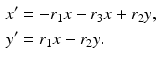 
$$\begin{aligned} x^{\prime } &=-r_{1}x-r_{3}x+r_{2}y, \\ y^{\prime } &=r_{1}x-r_{2}y. \end{aligned}$$
