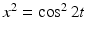 
$x^2=\cos ^2 2t$
