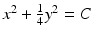 
$x^2 +\frac {1}{4}y^2 =C$
