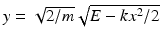 
$y= \sqrt {2/m}\sqrt {E-kx^2 /2}$
