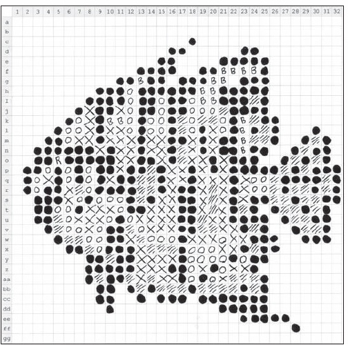 Although a bit rough around the edges, the blueprint for my fish mosaic still gives me a good starting point.