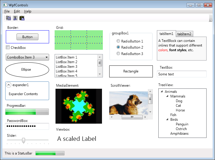 This window contains many WPF controls.