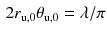 $$\begin{aligned} 2 r_{\mathrm{u}, 0} \theta _{\mathrm{u}, 0} = \lambda /\pi \end{aligned}$$