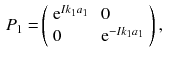 $$\begin{aligned} P_1= & {} \left( \begin{array} {ll} \mathrm {e}^{Ik_1 a_1} \, &{} \, 0 \\ 0 \, &{} \, \mathrm {e}^{- Ik_1 a_1} \end{array} \right) , \end{aligned}$$