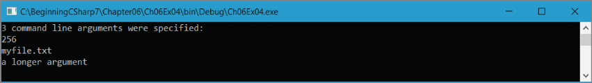 Screenshot illustration of the output after running the application of the command-line segment.