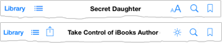 **Figure 40:** Top: Controls for a standard EPUB. Bottom: Controls for a PDF.