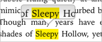 **Figure 52:** The touch-and-drag magnifier and highlighting of text.