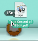 **Figure 12:** Drop the PDF file on the iBooks icon in the Dock.