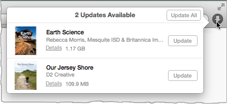 **Figure 7:** When updates are available, you see the Downloads button in the top-right corner of the Library window.