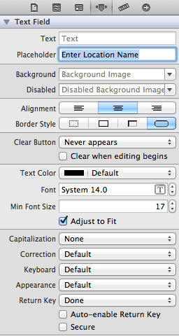 UITextField attributes