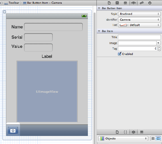 UIToolbar with bar button item