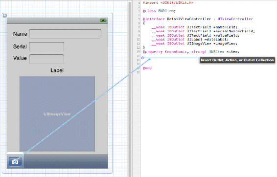 Creating and connecting an action method from a XIB