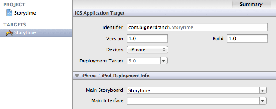 Setting the main storyboard