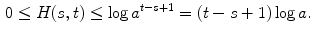 $$\begin{aligned} 0\le H(s,t)\le \log a^{t-s+1}=(t-s+1)\log a. \end{aligned}$$