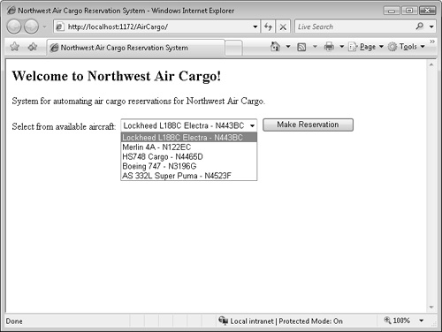 Northwest Air Cargo Reservations System default screen.