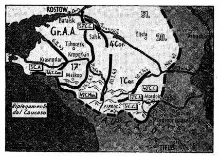 La prima armata corazzata riusciva a ripiegare, tra notevoli difficoltà, verso nord mentre la 17» armata ce la faceva a sua volta a sganciarsi nel Caucaso e a raggiungere, ripiegando, la testa di ponte del Kuban, grazie all’organizzazione di una linea di resistenza improvvisata