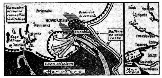 Truppe da sbarco sovietiche riescono a prender piede di sorpresa nella baia di Novorossisk. La lotta per il «piccolo paese» si trasforma in una battaglia che durerà sette mesi