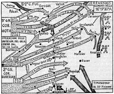 Il passaggio del Dnjepr nei giorni 10 e 11 luglio 1941 e la conseguente conquista di Smolensk furono la prima operazione decisiva della campagna d’estate sul fronte centrale