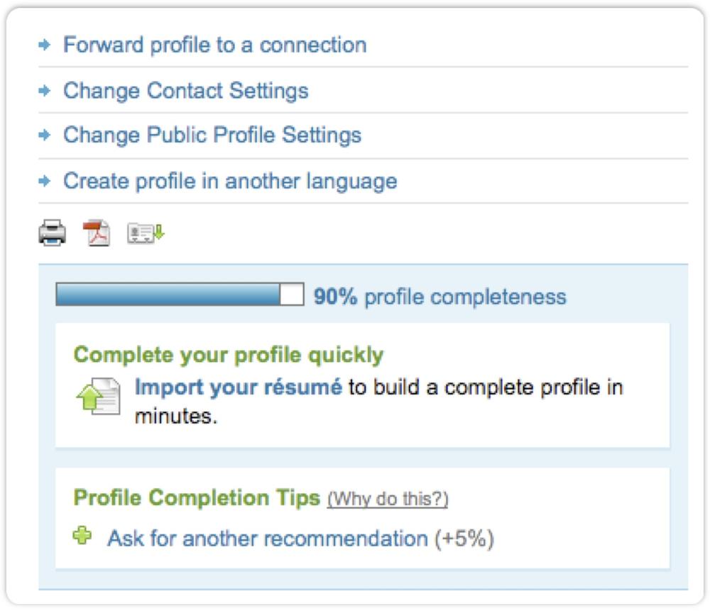 Example progress bar on LinkedIn.