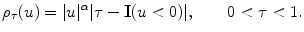 
$$\rho _{\tau }(u) = \vert u{\vert }^{\alpha }\vert \tau -\mathbf{I}(u < 0)\vert ,\qquad 0 < \tau < 1.$$
